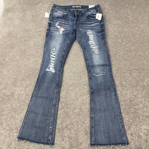 Rock and Roll USA Denim Rival Jeans Womens‎ 27x32 Bootcut Low Rise Distressed
